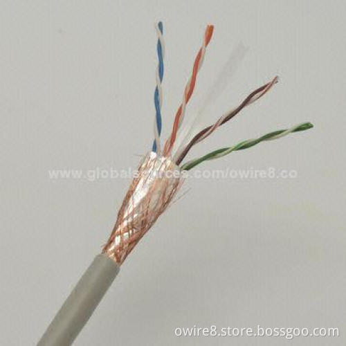 SFTP Cat5e Cable, 24AWG Copper, PET + AL Foil Shielding with UL Mark